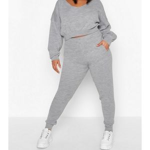 Crop v-neck fitted lounge set